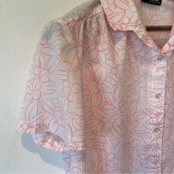 Vintage Russ Floral Botanical Button Front Short Sleeve Lightweight Blouse - Picture 2 of 6